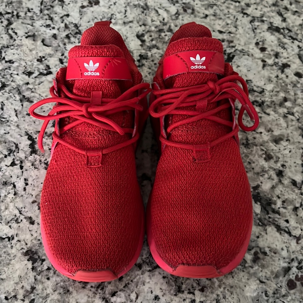 Used size 13K boys adidas red sneakers!